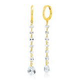 TAI JEWELRY Earrings Gold Floating Linear Gem Drop Huggies