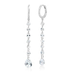 TAI JEWELRY Earrings Silver Floating Linear Gem Drop Huggies