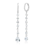 TAI JEWELRY Earrings Silver Floating Linear Gem Drop Huggies