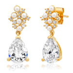 TAI JEWELRY Earrings Freshwater Pearl And CZ Drop Earrings
