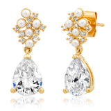 TAI JEWELRY Earrings Freshwater Pearl And CZ Drop Earrings