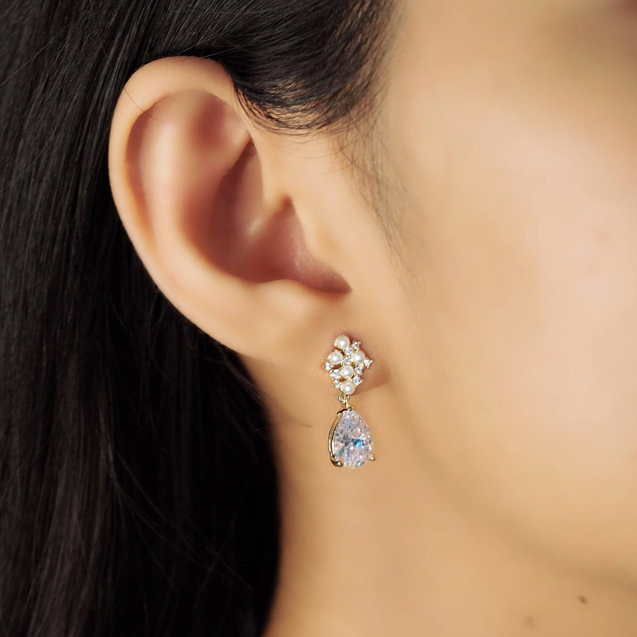 TAI JEWELRY Earrings Freshwater Pearl And CZ Drop Earrings
