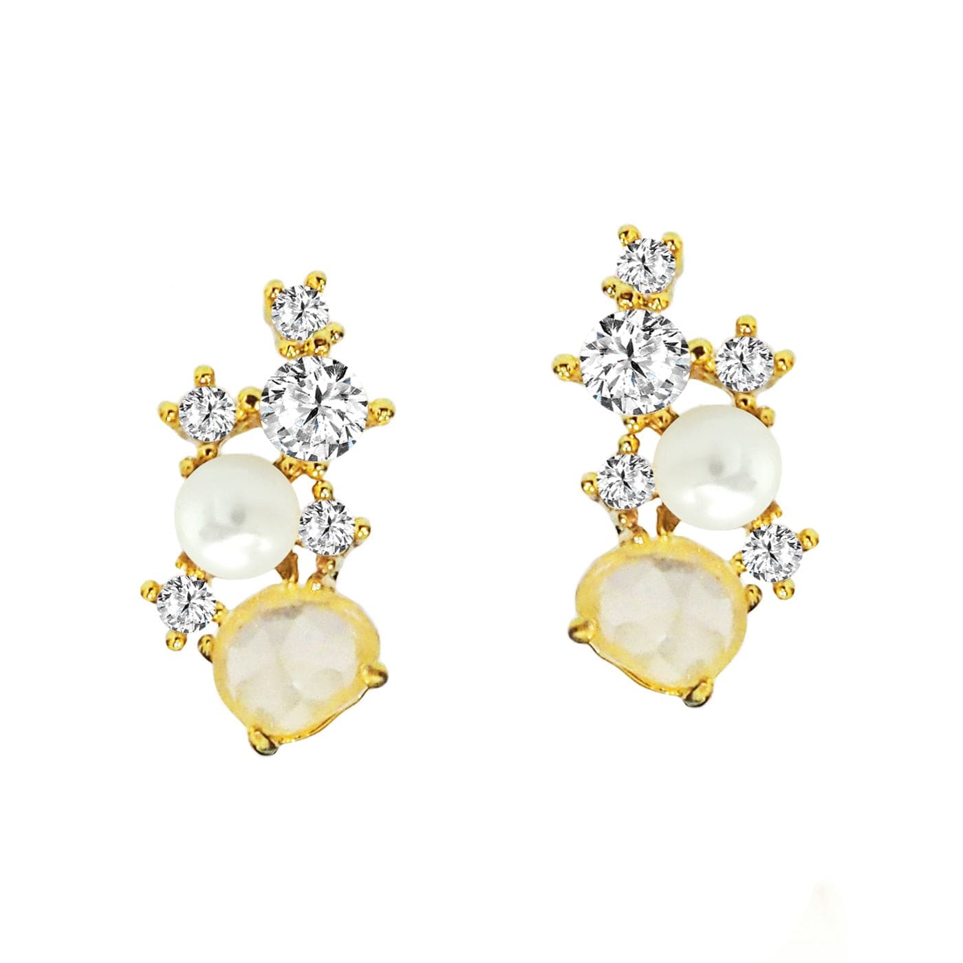 TAI JEWELRY Earrings Freshwater Pearl Cz Crystal Cluster Stud