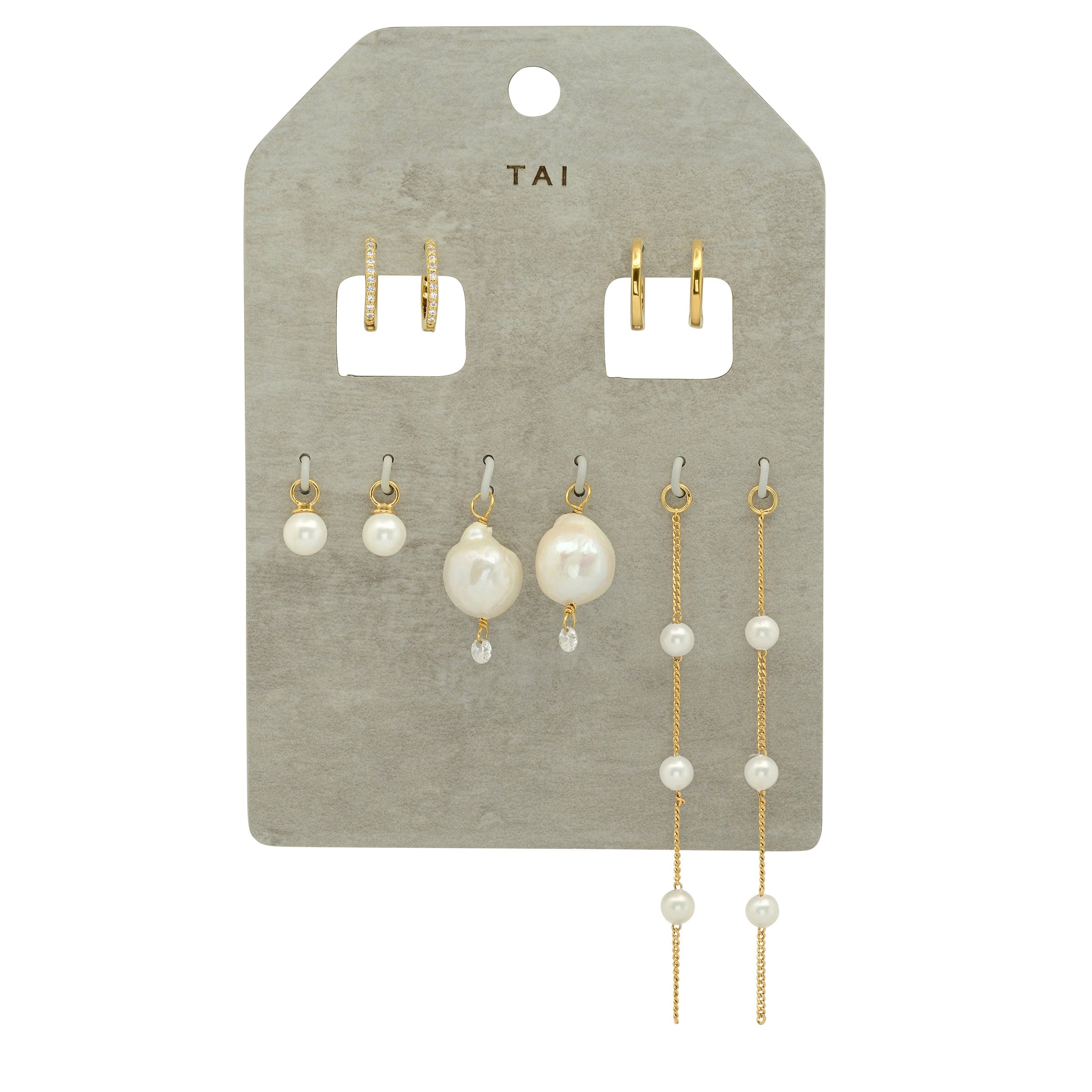 TAI JEWELRY | Freshwater Pearl Huggie Pack | Earrings |