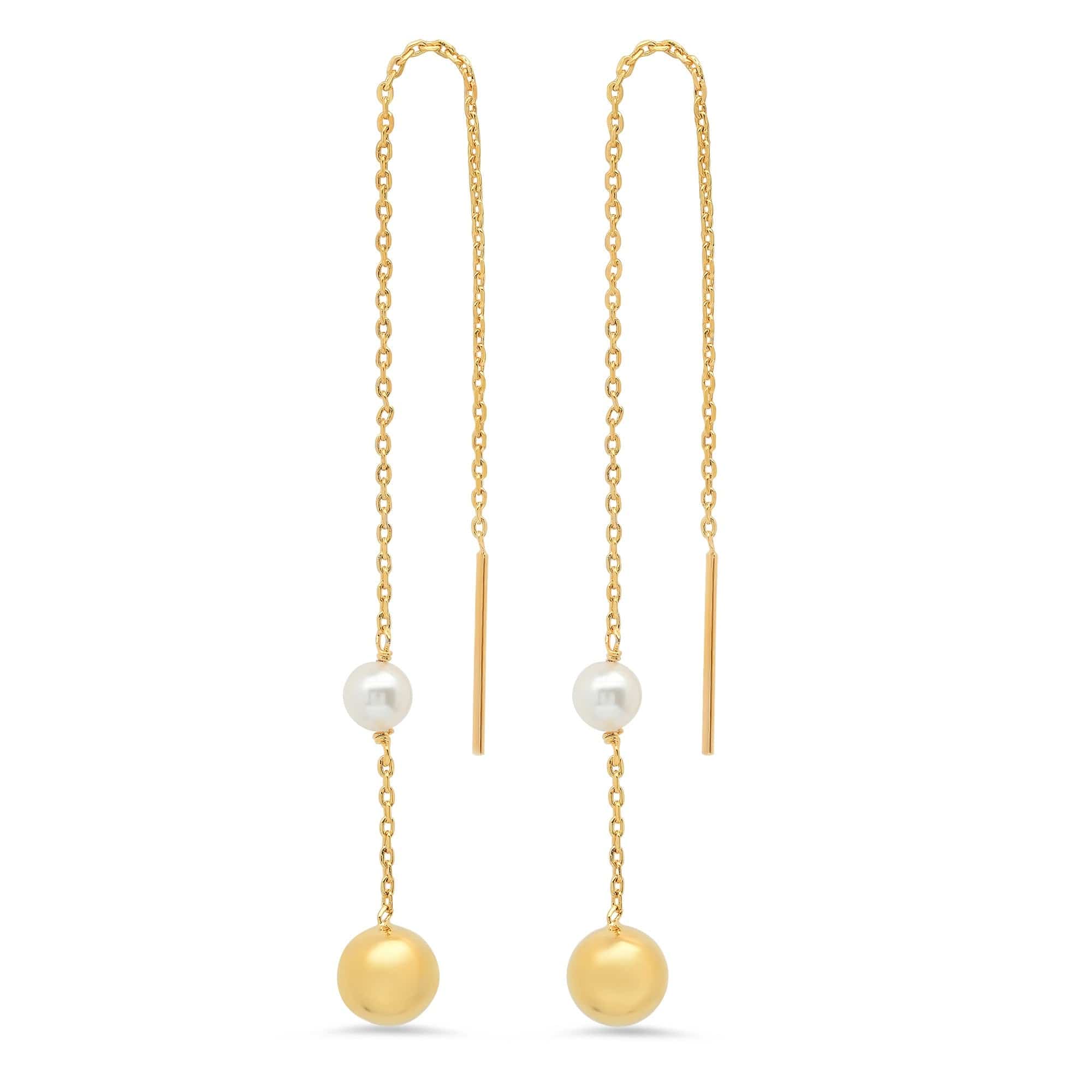 TAI JEWELRY Earrings Freshwater Pearl Station Drop Threader