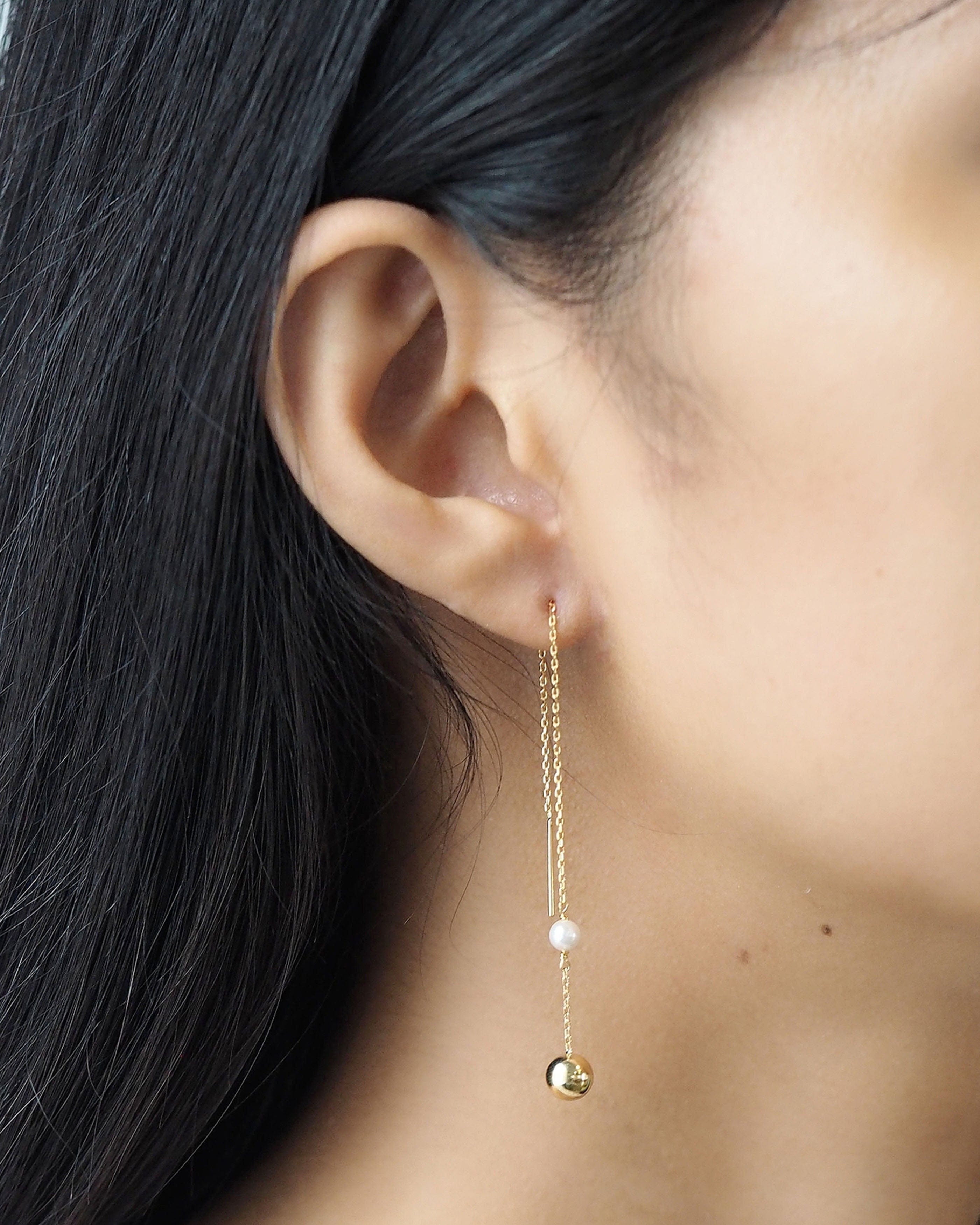 TAI JEWELRY Earrings Freshwater Pearl Station Drop Threader