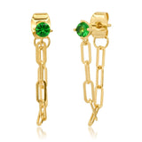 TAI JEWELRY Earrings Emerald Front To Back Chain Link Stud Earring
