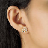 TAI JEWELRY | Glass Flower Stud With Pearl Accents | Earrings |