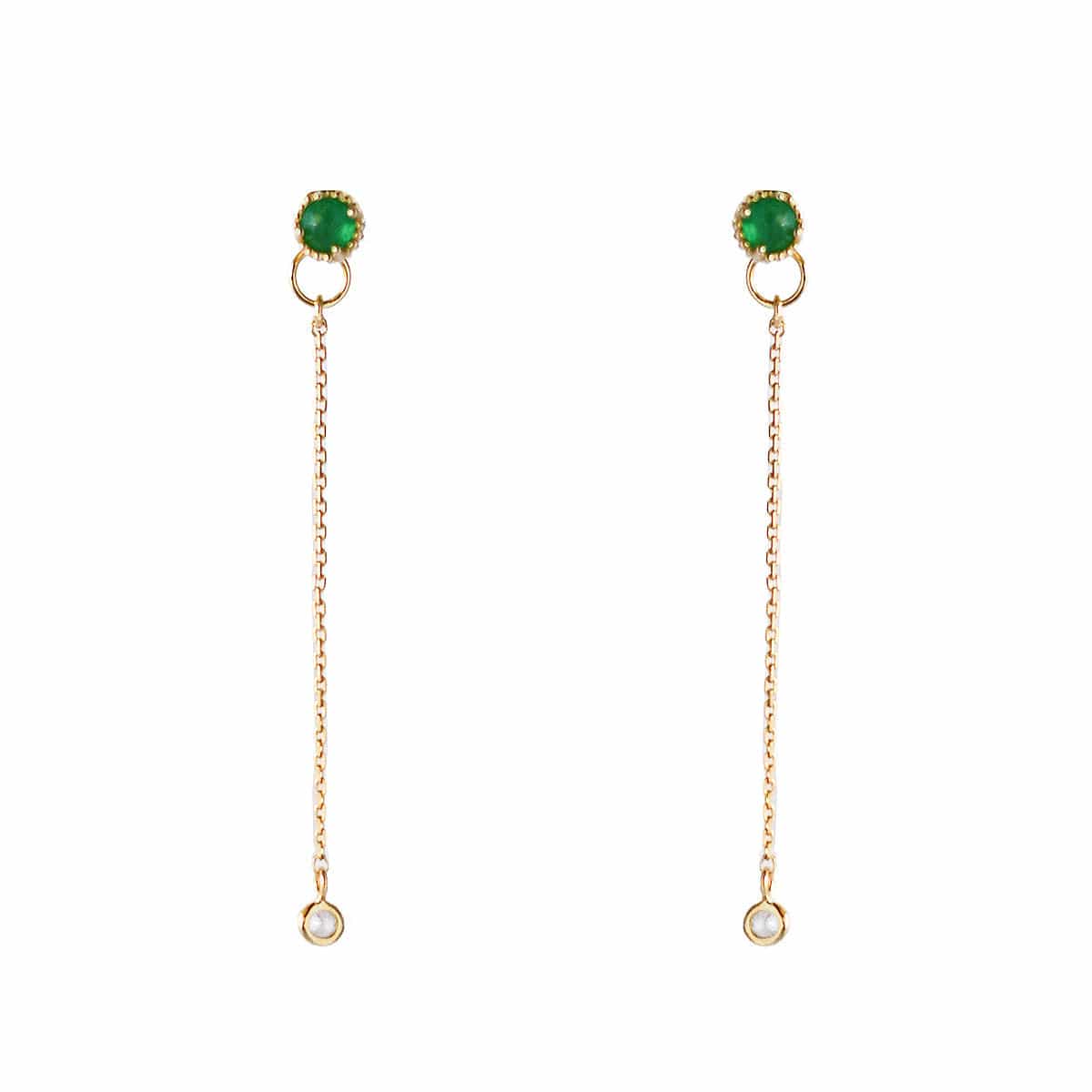 TAI JEWELRY | Chain Drop Earrings with Gem Accent | Earrings |