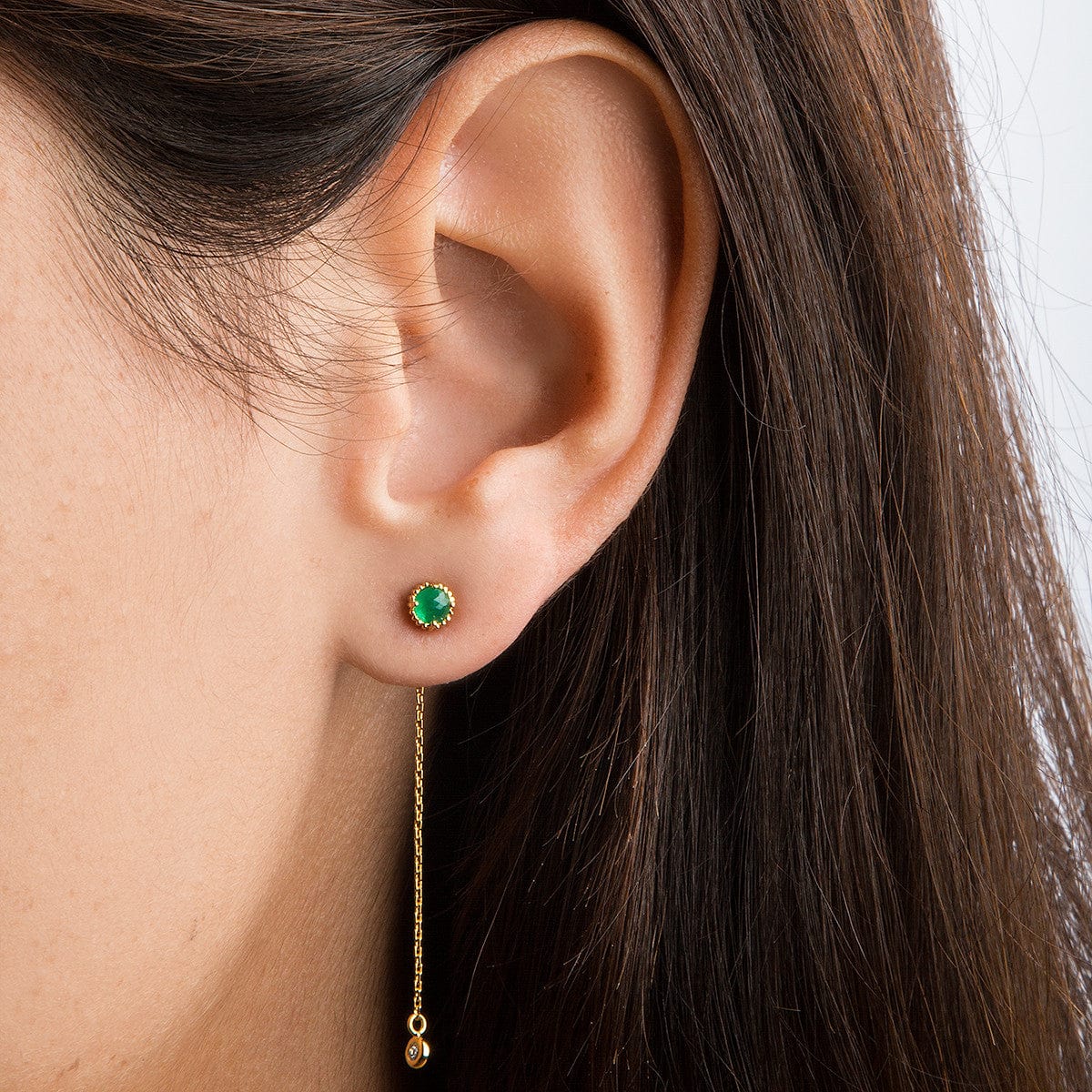 TAI JEWELRY | Chain Drop Earrings with Gem Accent | Earrings |