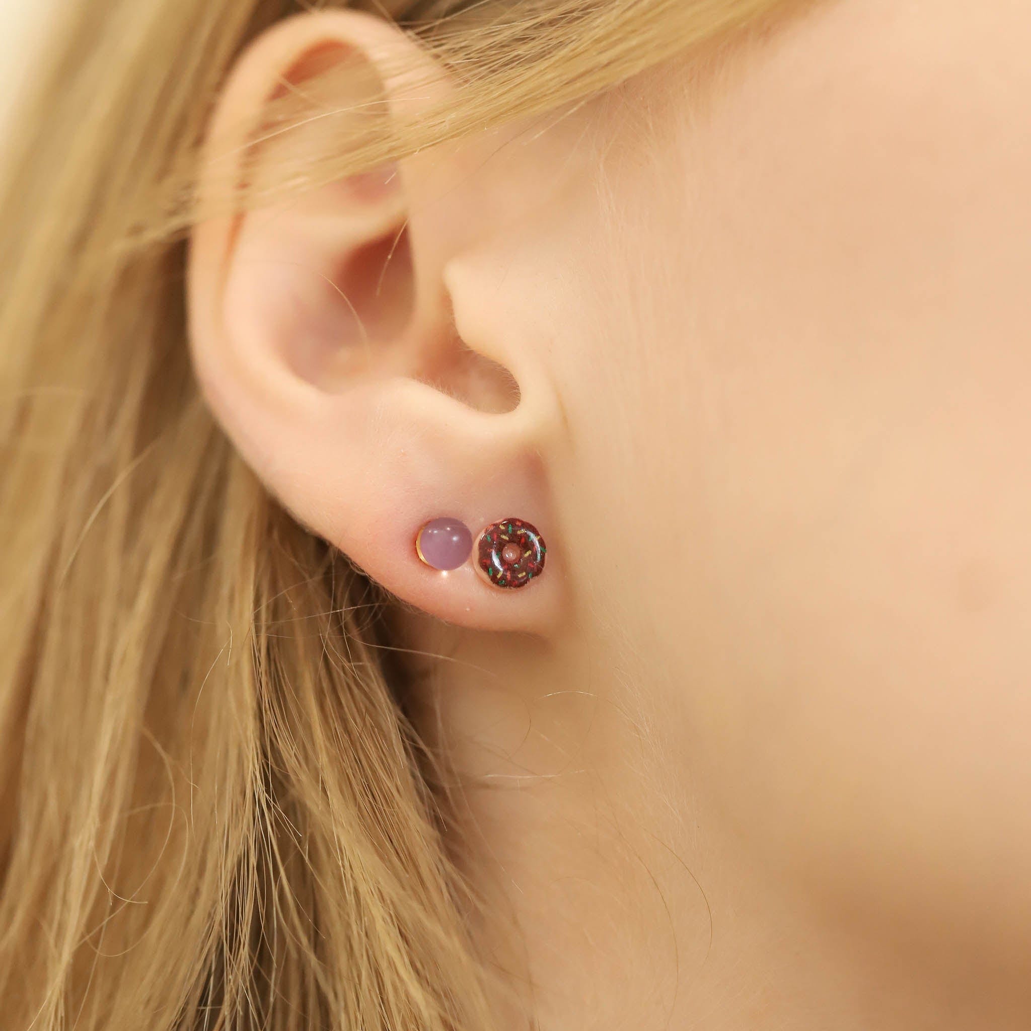 TAI JEWELRY Earrings Glazed Donut Mismatched Studs