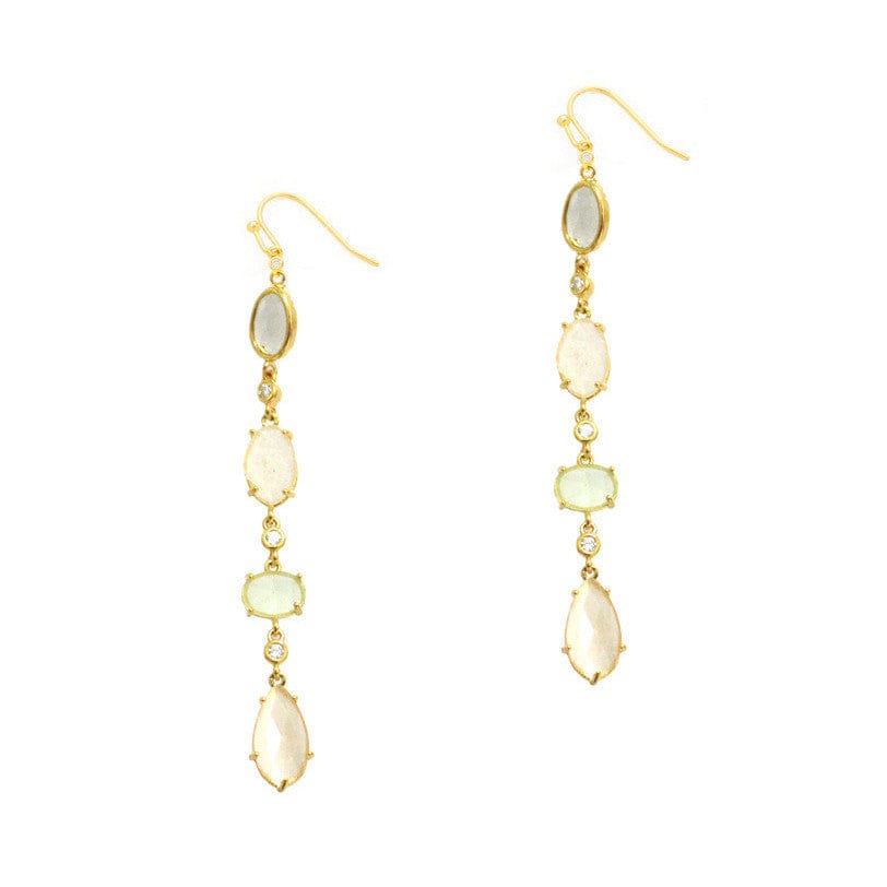 TAI JEWELRY Earrings Gold 4 Stone Linear Drop Earring