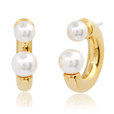 TAI JEWELRY Earrings Gold and Pearl Reverse Huggie