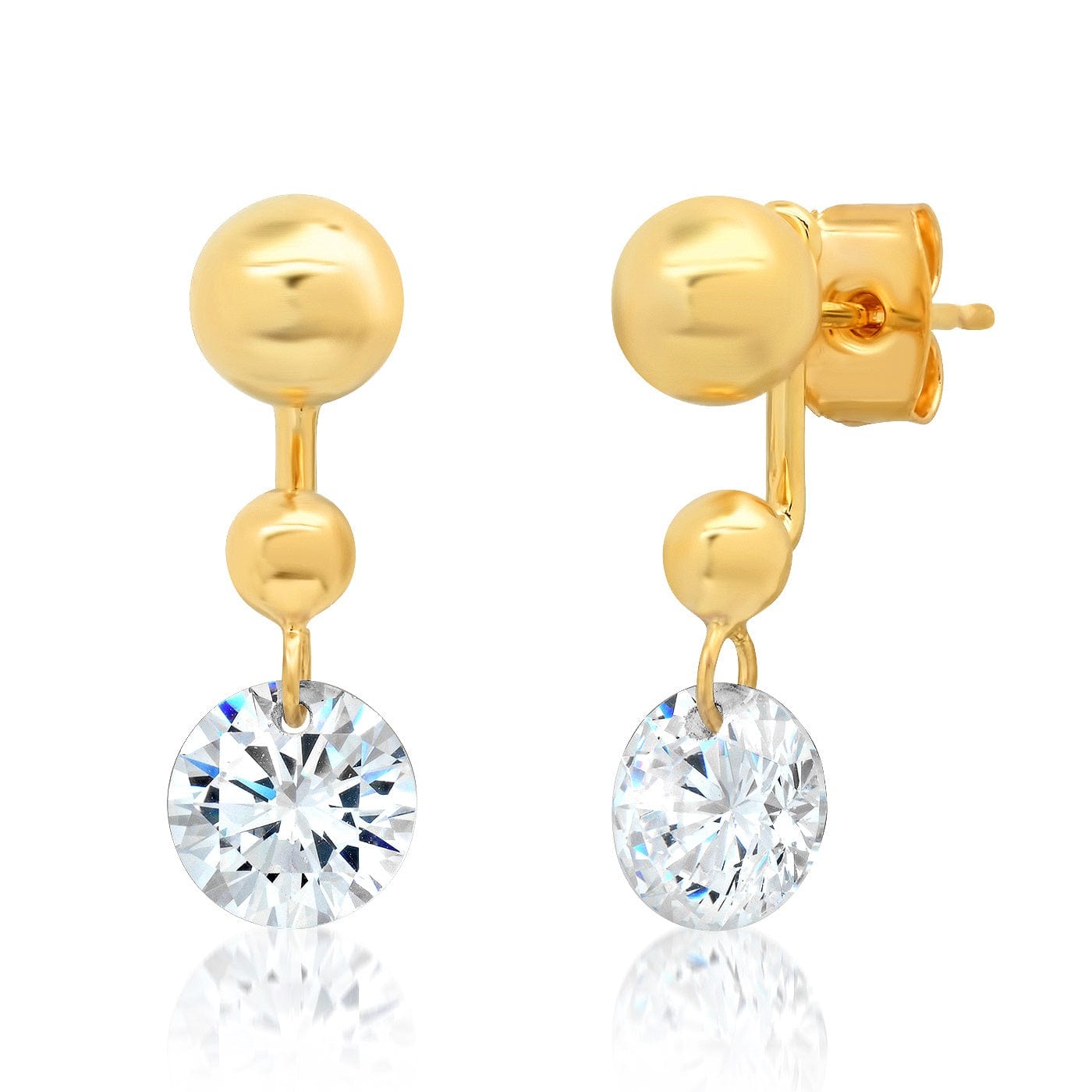 TAI JEWELRY | Gold Ball And Floating Cz Jacket | Earrings |