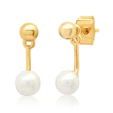 TAI JEWELRY | Gold Ball And Freshwater Pearl Ear Jacket | Earrings |