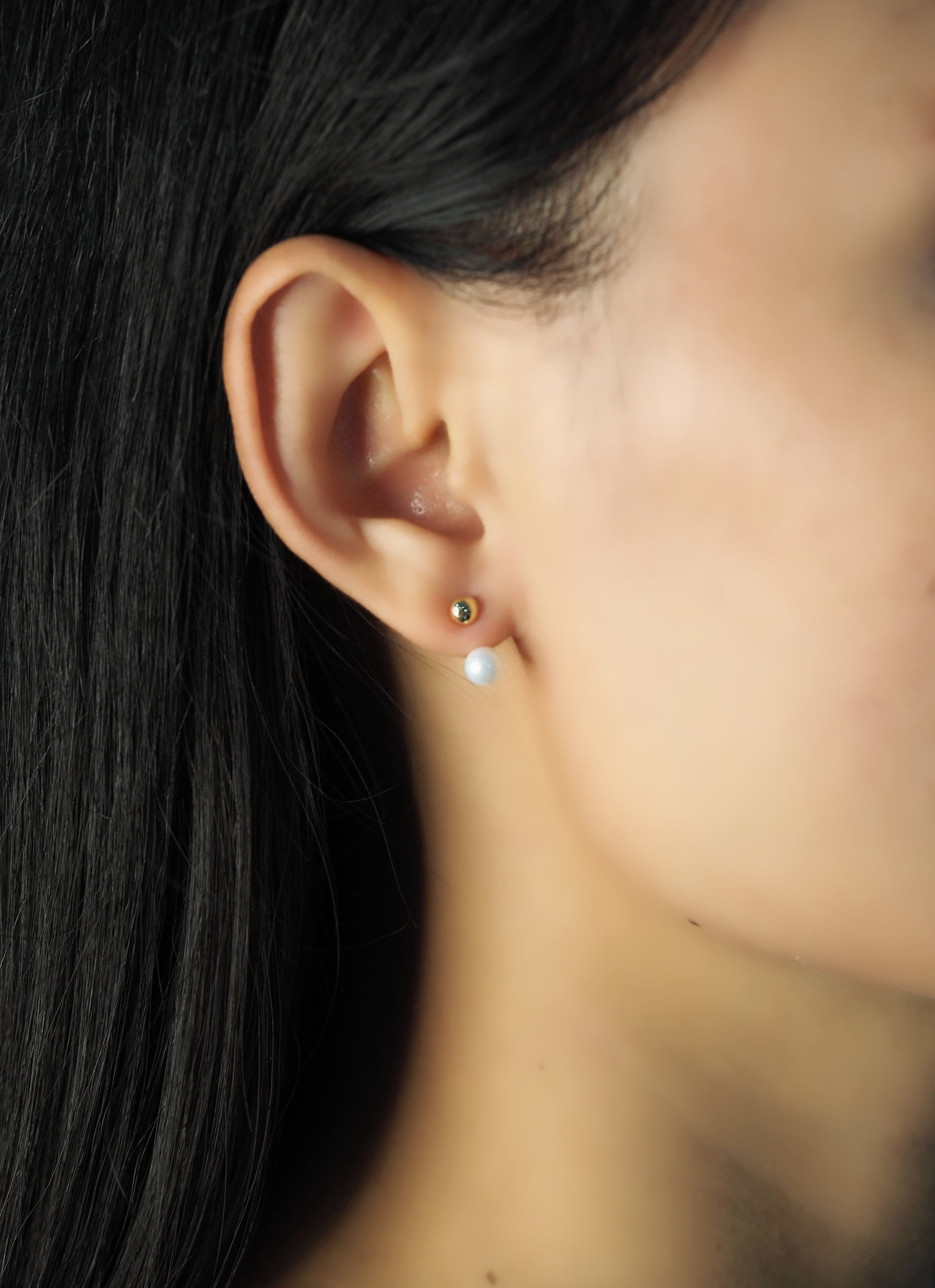 TAI JEWELRY | Gold Ball And Freshwater Pearl Ear Jacket | Earrings |