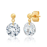 TAI JEWELRY | Gold Ball With Floating Cz Dangle | Earrings |