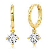 TAI JEWELRY Earrings Gold Huggie With Single CZ Charm