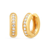 TAI JEWELRY | Gold Huggies With CZ Accent | Earrings |