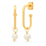 TAI JEWELRY | Gold Link Earrings With Pearl Charm | Earrings |