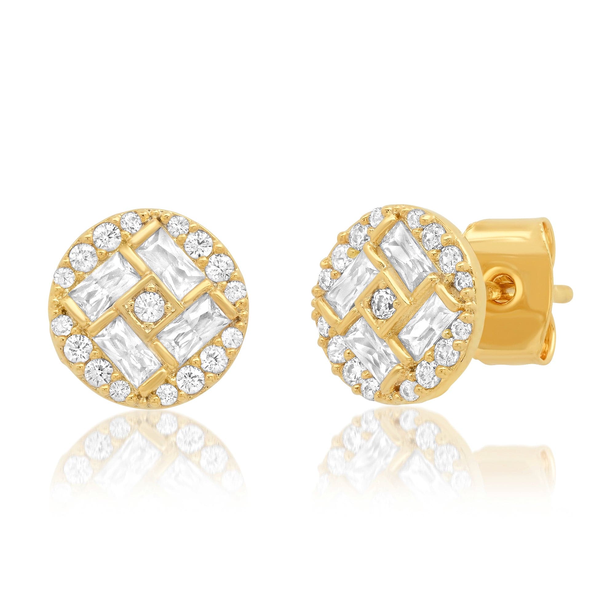 TAI JEWELRY Earrings Gold Pave Circle Studs