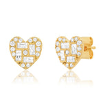 TAI JEWELRY Earrings Gold Pave Heart Studs