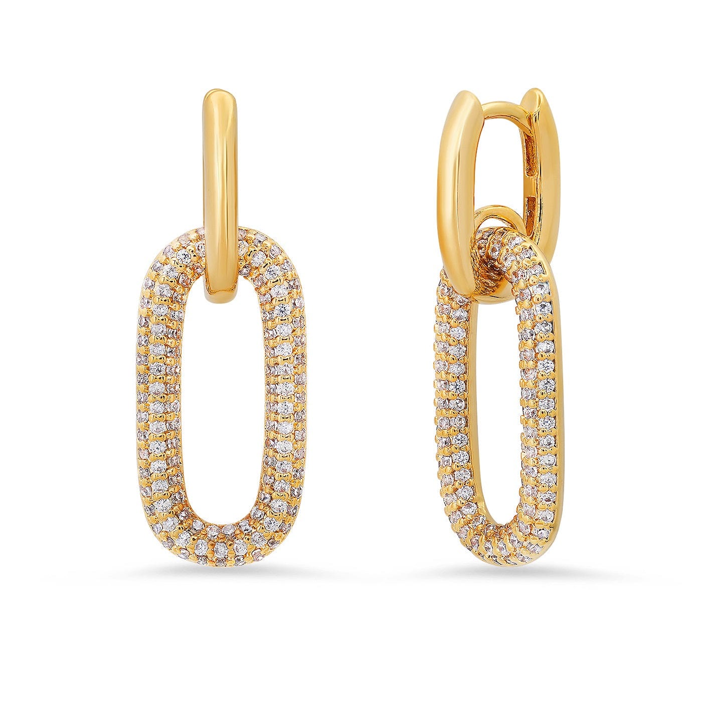 TAI JEWELRY Earrings Gold Pave Link Drop Earrings