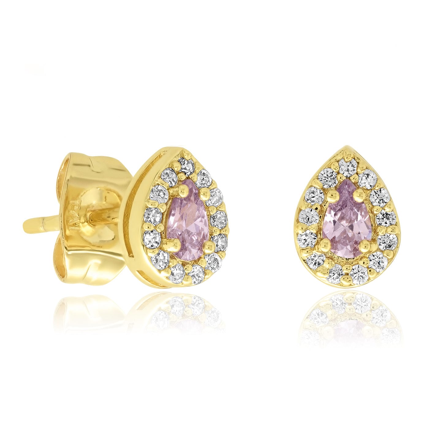 TAI JEWELRY Earrings Gold Teardrop CZ Studs