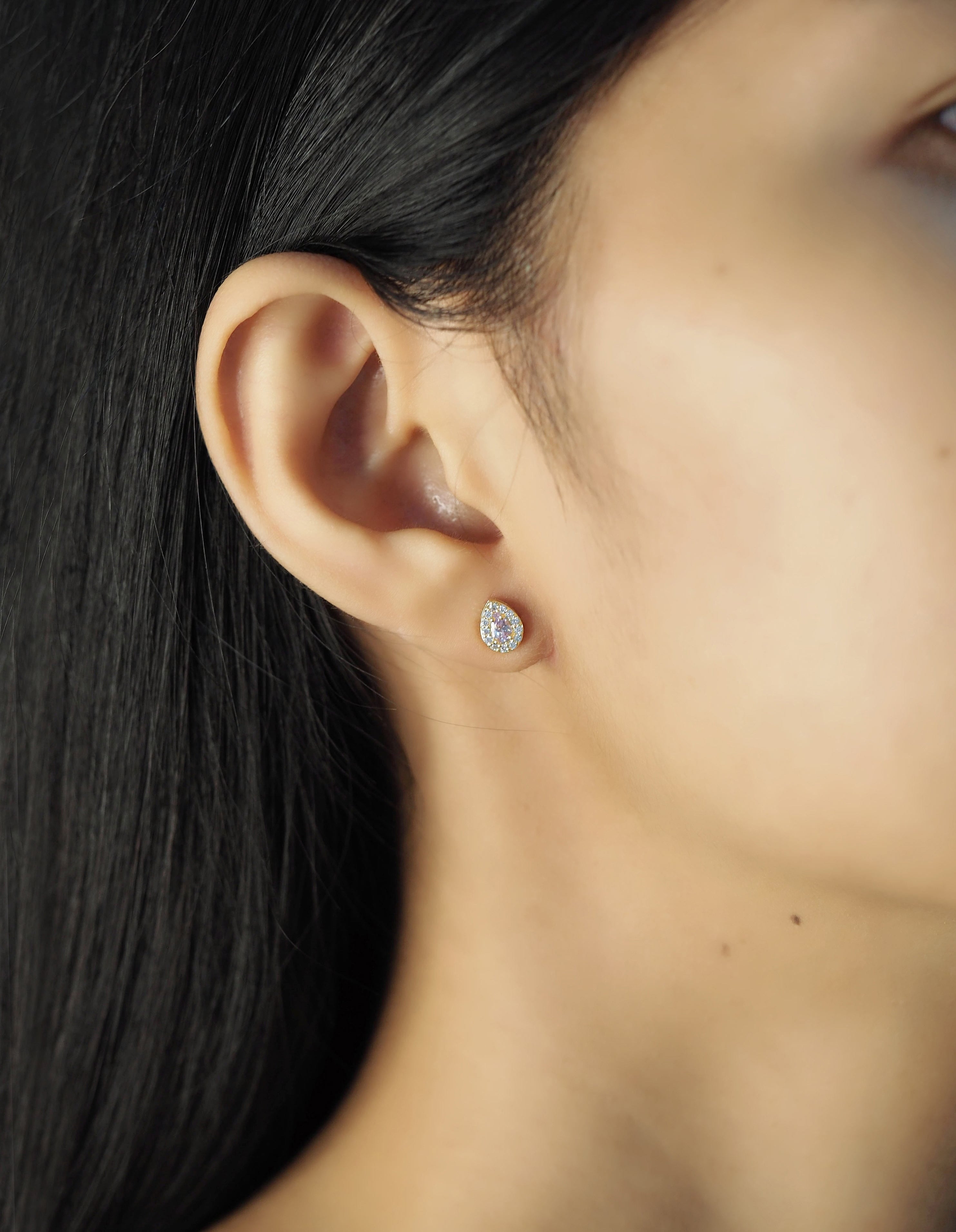 TAI JEWELRY Earrings Gold Teardrop CZ Studs