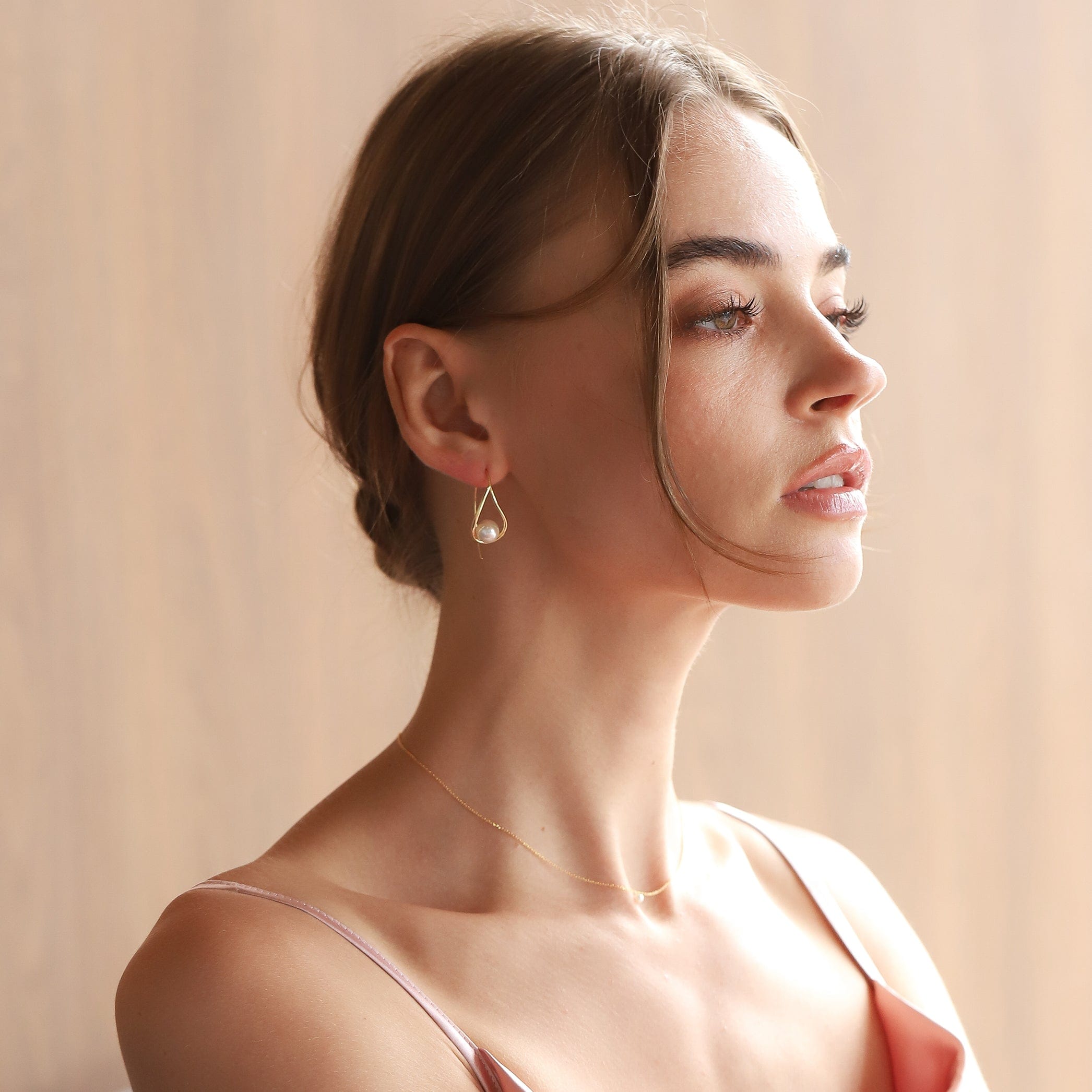 TAI JEWELRY | Gold Teardrop French Wire Earrings with Large Pearl | Earrings |