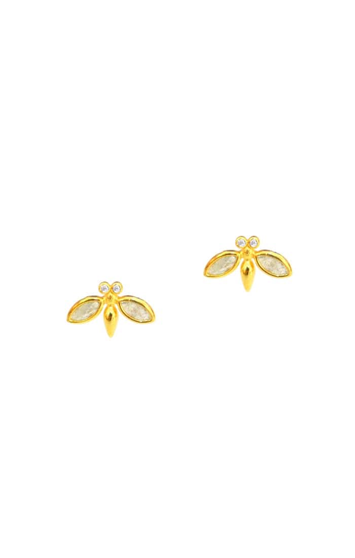 TAI JEWELRY Earrings Labradorite Gold Vermeil Bee Studs With Stone Accents