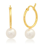 TAI JEWELRY Earrings Gold Vermeil Hoop with Pearl Charm