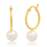 TAI JEWELRY Earrings Gold Vermeil Hoop with Pearl Charm