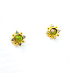 TAI JEWELRY | Gold Vermeil Watermelon Medallion Tourmaline Studs | Earrings |