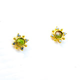 TAI JEWELRY | Gold Vermeil Watermelon Medallion Tourmaline Studs | Earrings |