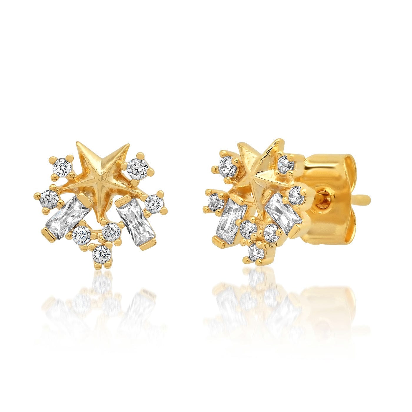 TAI JEWELRY | Golden Star Baguette CZ Clusters | Earrings |