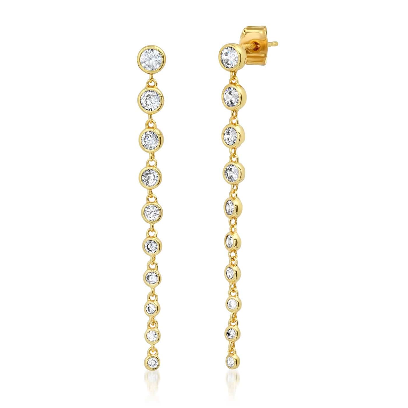 TAI JEWELRY | Graduated Bezel Set Linear CZ Earrings | Earrings |