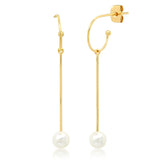 TAI JEWELRY Earrings Hoop With Linear Pearl Dangle