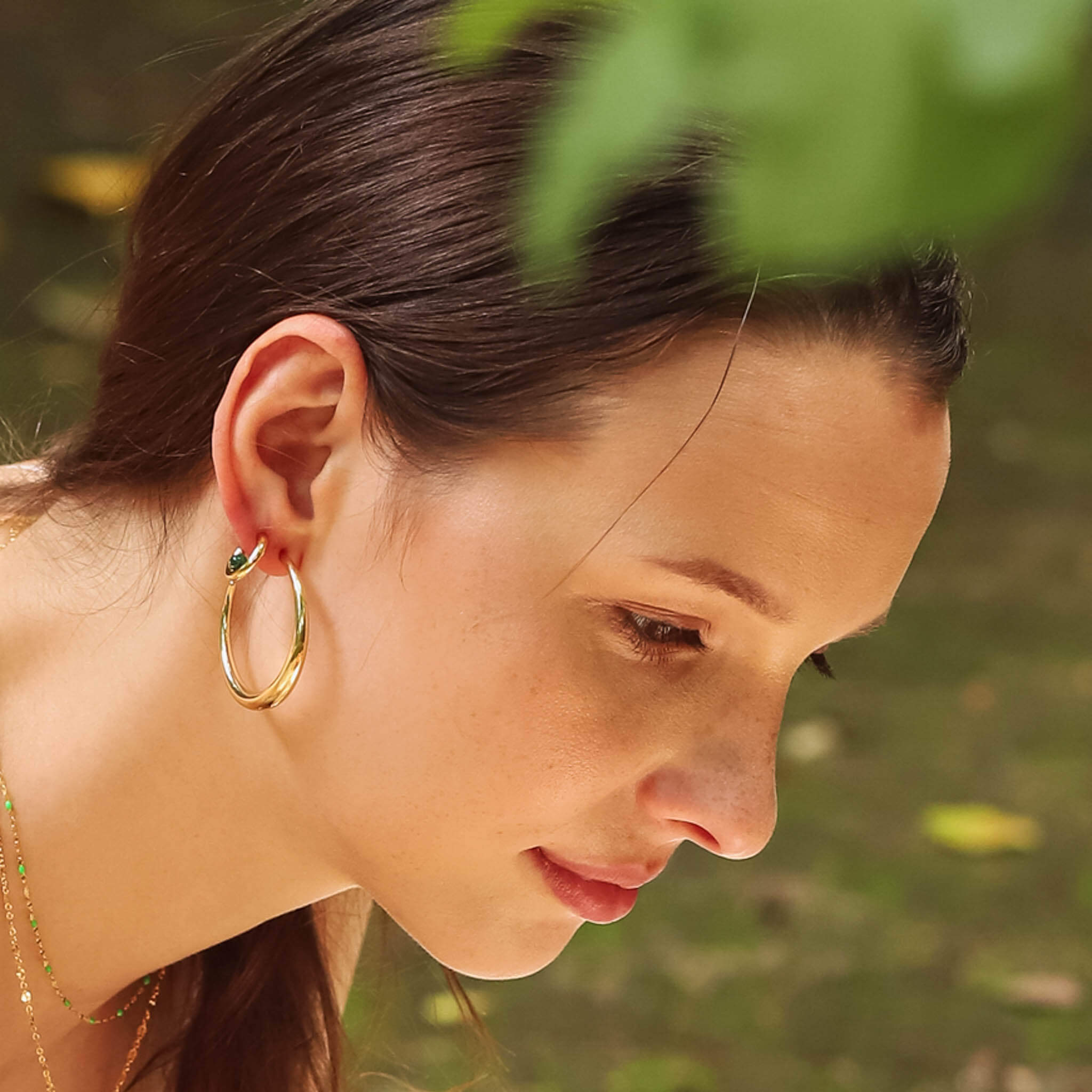 TAI JEWELRY | Huggie with Gemstone Ball Accent | Earrings |