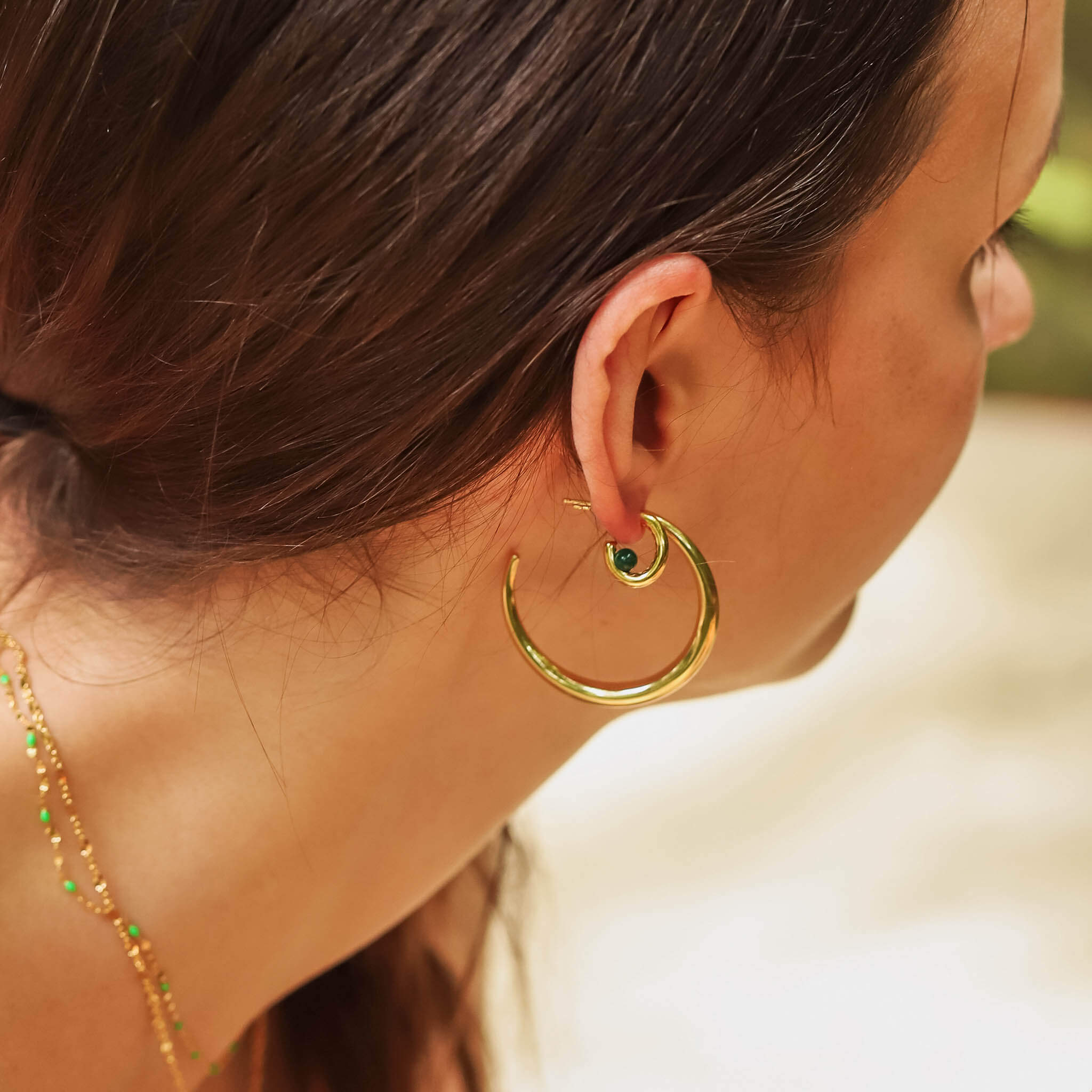 TAI JEWELRY | Huggie with Gemstone Ball Accent | Earrings |