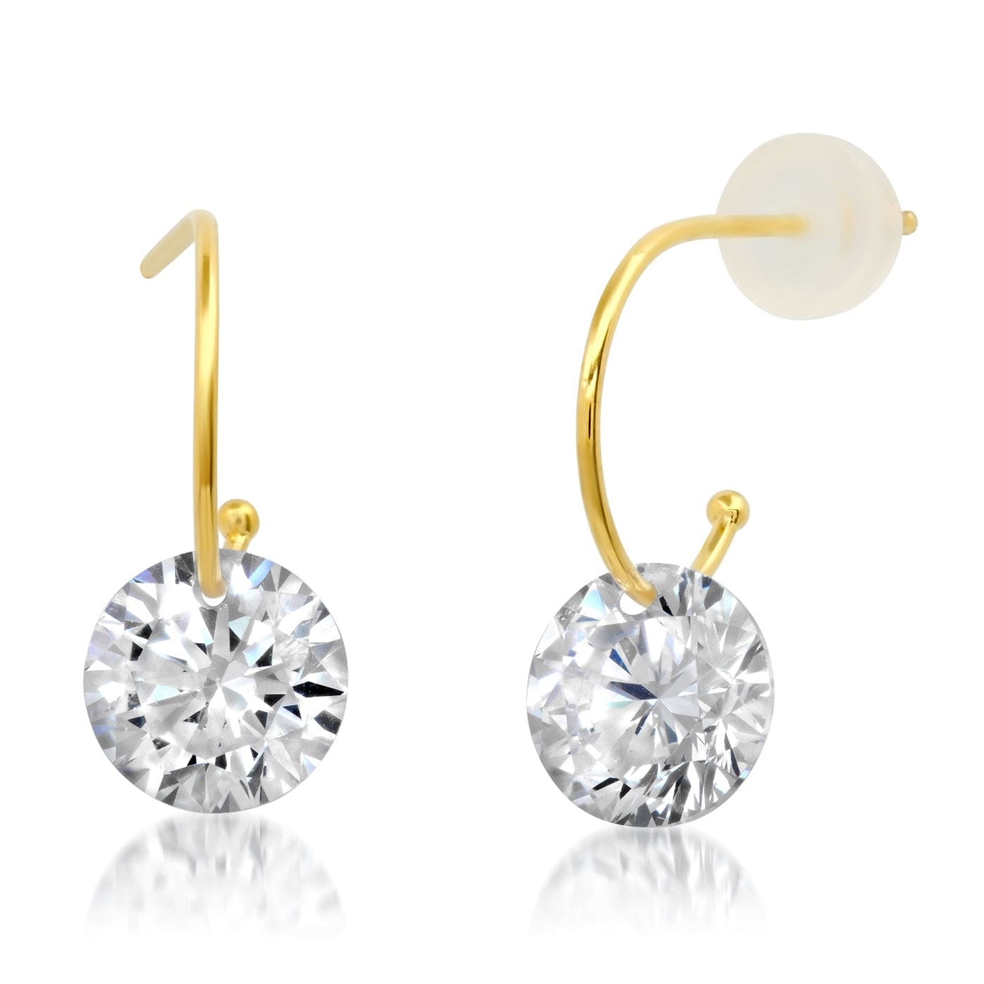 TAI JEWELRY | Huggie With Large Floating Solitaire CZ | Earrings |