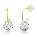 TAI JEWELRY | Huggie With Large Floating Solitaire CZ | Earrings |