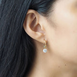 TAI JEWELRY Earrings Huggie With Multiple Gold Balls And Solitaire Floating Cz Charms