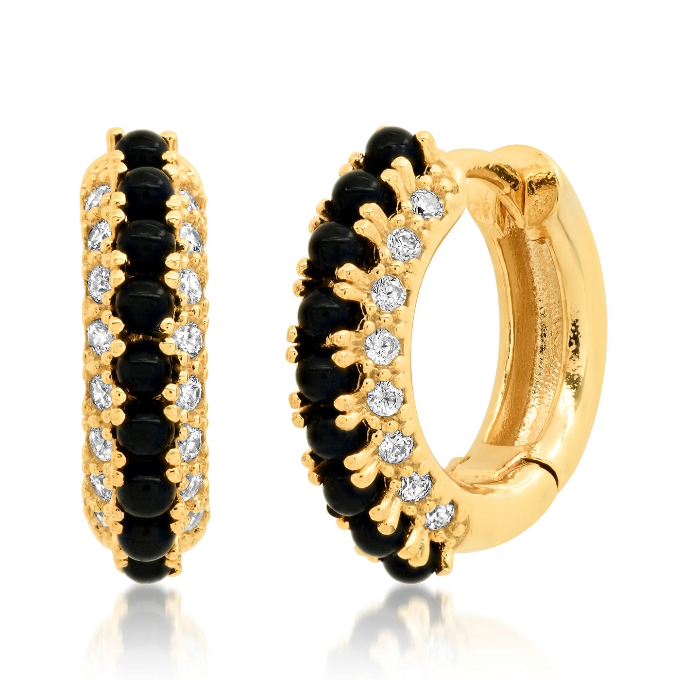 TAI JEWELRY | Huggies Encrusted With Colored Stones And CZ Stones | Earrings |