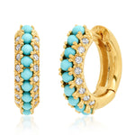 TAI JEWELRY | Huggies Encrusted With Colored Stones And CZ Stones | Earrings |