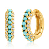 TAI JEWELRY | Huggies Encrusted With Colored Stones And CZ Stones | Earrings |