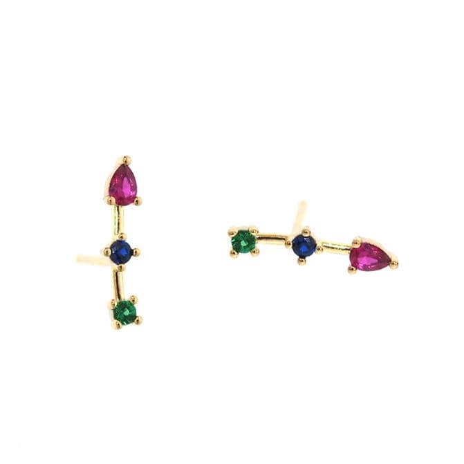 TAI JEWELRY Earrings Jewel Tone Cz Station Crawlers