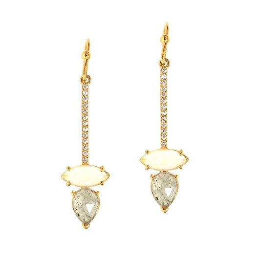 TAI JEWELRY | Labradorite & Cz Linear Drop Earrings | Earrings |