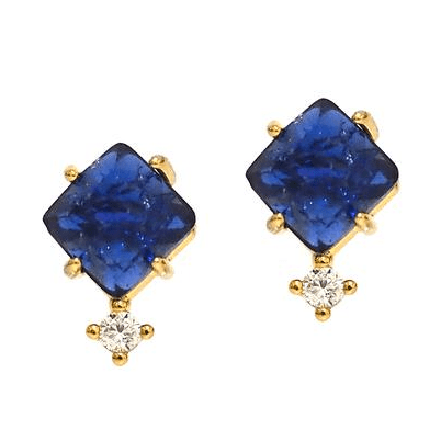 TAI JEWELRY Earrings Lapiz Stone Earrings With Cz Drop