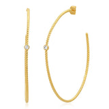 TAI JEWELRY Earrings Large Braided Hoops With Cz Accents
